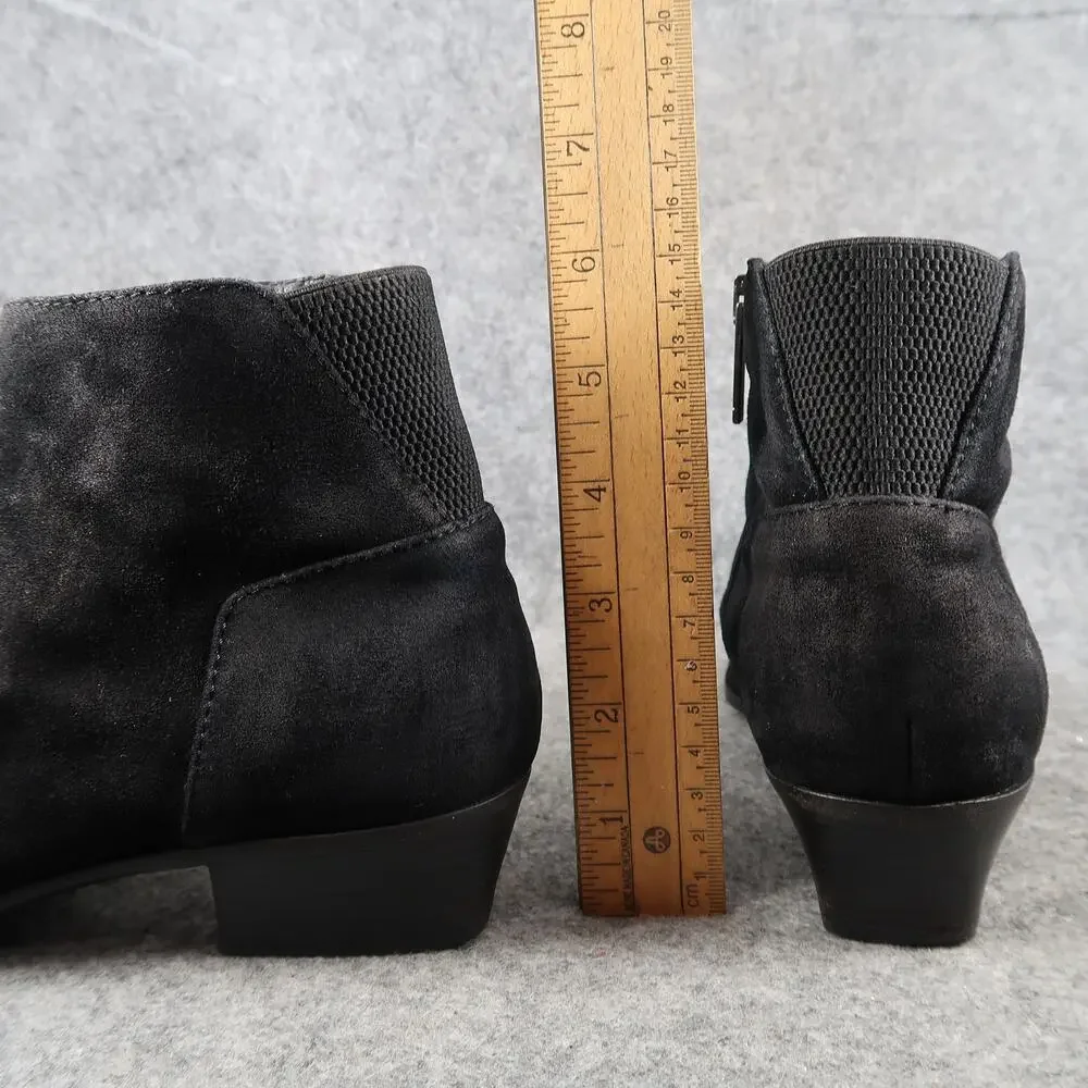 Aquatalia Shoes Womens 8 Booties Franca Ankle Boot Leather Almond Toe Black Zip